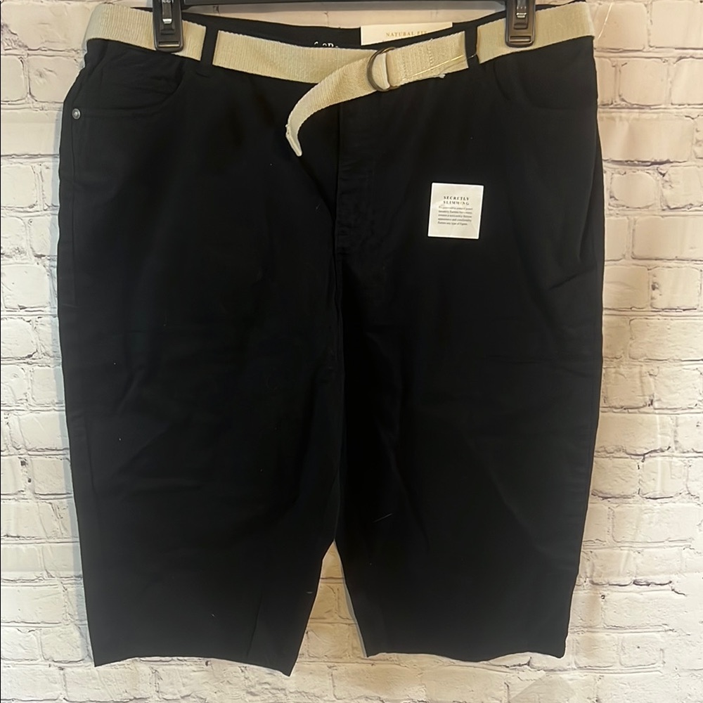 Size 18 Woman’s Black Shorts with Belt. New with tag. 98% cotton..